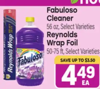Tony’s Fresh Market Fabuloso Cleaner 56 oz, Reynolds Wrap Foil 50-75 ft offer