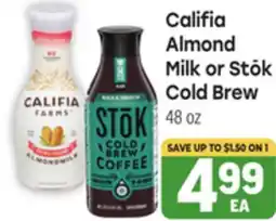 Tony’s Fresh Market Califia Almond Milk or Stōk Cold Brew offer