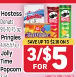 Tony’s Fresh Market Hostess Donuts 9.5-10.75 oz, Pringles 4.8-5.57 oz, Jolly Time Popcorn 3 ct offer