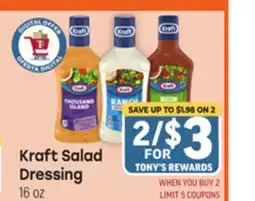 Tony’s Fresh Market Kraft Salad Dressing offer