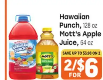 Tony’s Fresh Market Hawaiian Punch, 128 oz Mott's Apple Juice, 64 oz offer