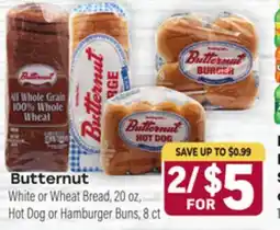 Tony’s Fresh Market Butternut White or Wheat Bread, 20 oz, Hot Dog or Hamburger Buns, 8 ct offer