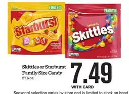 Mariano's Skittles or Starburst Family Size Candy offer