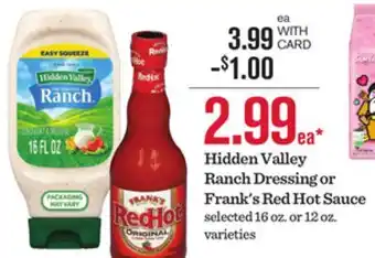 Mariano's Hidden Valley Ranch Dressing or Frank's Red Hot Sauce offer