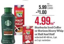 Mariano's Starbucks Iced Coffee or Horizon Heavy Whip or Half And Half offer