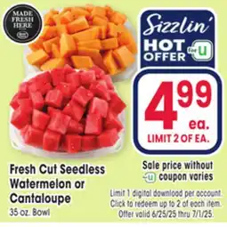 Jewel-Osco Fresh Cut Seedless Watermelon or Watermelon or Cantaloupe offer