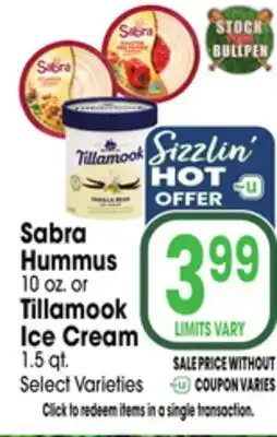 Jewel-Osco Sabra Hummus 10 oz. or Tillamook Ice Cream 1.5 qt offer