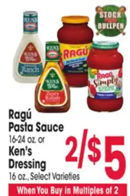 Jewel-Osco Ragú Pasta Sauce 16-24 oz. or Ken's Dressing 16 oz offer