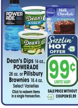 Jewel-Osco Dean's Dips 16 oz., POWERADE 28 oz. or Pillsbury Brownies 18.4 oz offer