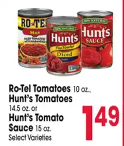 Jewel-Osco Ro-Tel Tomatoes 10 oz., Hunt's Tomatoes 14.5 oz. or Hunt's Tomato Sauce 15 oz offer