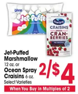 Jewel-Osco Jet-Puffed Marshmallow 12 oz. or Ocean Spray Craisins 6 oz offer