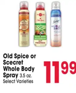 Jewel-Osco Old Spice or Secret Whole Body Spray offer