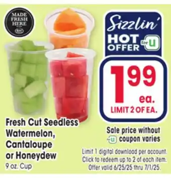 Jewel-Osco Fresh Cut Seedless Watermelon, Cantaloupe or Honeydew offer