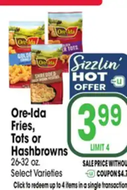 Jewel-Osco Ore-Ida Fries, Tots or Hashbrowns offer