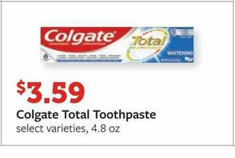 Fareway Colgate Total Toothpaste offer