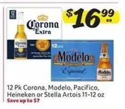 Winn Dixie 12 Pk Corona, Modelo, Pacifico, Heineken or Stella Artois offer