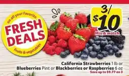 Winn Dixie California Strawberries, Blueberries, Blackberries, Raspberries offer