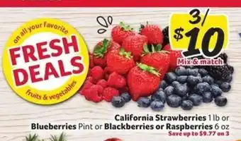 Winn Dixie California Strawberries, Blueberries, Blackberries, Raspberries offer