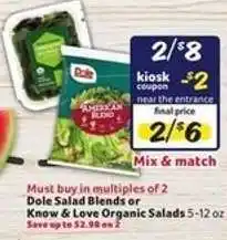 Winn Dixie Dole Salad Blends or Know & Love Organic Salads offer