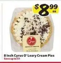 Winn Dixie 8 Inch Cyrus O'Leary Cream Pies offer