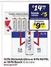 Winn Dixie 12 Pk Michelob Ultra or 8 Pk NUTRL or 18 Pk Busch offer