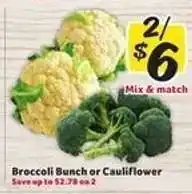 Winn Dixie Broccoli Bunch or Cauliflower offer