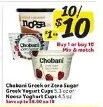 Winn Dixie Chobani Greek or Zero Sugar Greek Yogurt Cups or Noosa Yoghurt Cups offer