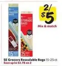 Winn Dixie SE Grocers Resealable Bags offer