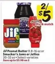 Winn Dixie Jif Peanut Butter or Smucker's Jams or Jellies offer