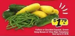Winn Dixie Yellow or Zucchini Squash, Green Snap Beans or Vine Ripe Tomatoes offer