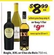 Winn Dixie Bogle, XXL or Clos du Bois offer