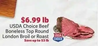 Winn Dixie USDA Choice Beef Boneless Top Round London Broil or Roast offer