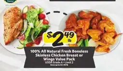Winn Dixie 100% All Natural Fresh Boneless Skinless Chicken Breast or Wings Value Pack offer