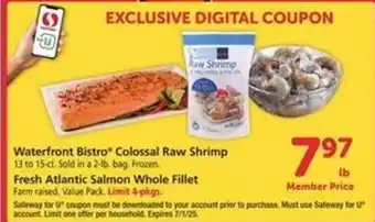 Safeway Waterfront Bistro Colossal Raw Shrimp offer
