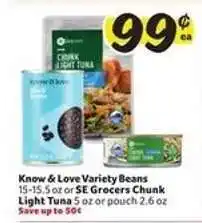 Winn Dixie Know & Love Variety Beans or SE Grocers Chunk Light Tuna offer