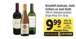 Safeway Kendall-Jackson, Josh Cellars or Joel Gott offer