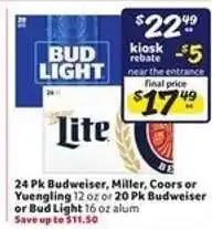 Winn Dixie Budweiser, Miller, Coors, Yuengling, Bud Light offer