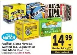 Safeway Pacifico, Sierra Nevada, Twisted Tea, Lagunitas or Blue Moon offer