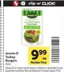 Safeway Jennie-O Turkey Burgers offer