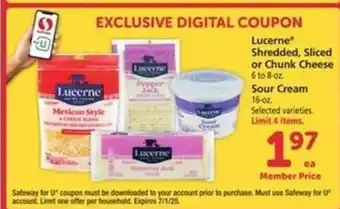 Safeway Lucerne Cheese and Sour Cream offer