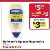 Winn Dixie Hellmann's Squeeze Mayonnaise offer