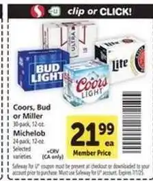 Safeway Coors, Bud or Miller offer