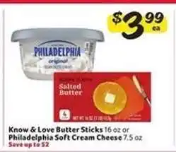 Winn Dixie Know & Love Butter Sticks or Philadelphia Soft Cream Cheese offer
