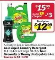 Winn Dixie Gain Liquid Laundry Detergent offer