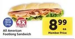 Safeway All American Footlong Sandwich offer
