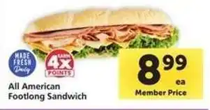 Safeway All American Footlong Sandwich offer