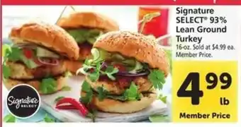 Safeway Signature Select 93% lean Ground Turkey offer