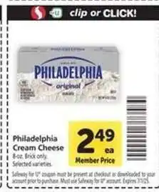 Safeway Philadelphia Cream Cheese offer