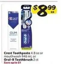 Winn Dixie Crest Toothpaste or Oral-B Toothbrush offer