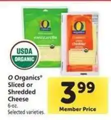 Safeway O Organics Sliced or Shredded Cheese offer